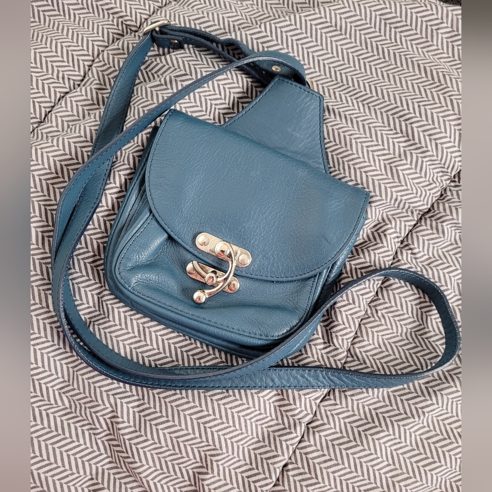 Sundance Crossbody Leather Bag Blue Teal Made In Italy